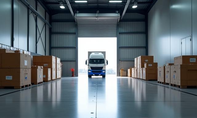 Clean manufacturing facility with organized shipping docks
