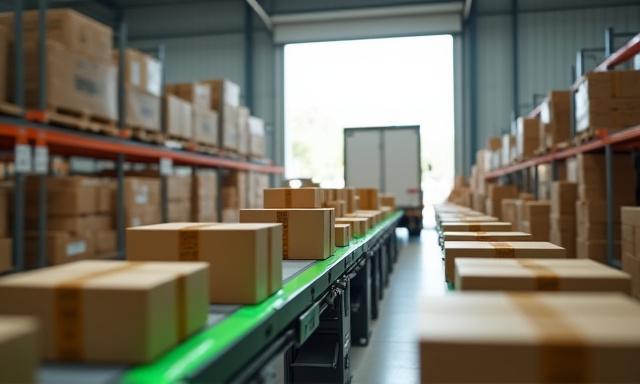 Warehouse staff loading retail products for store delivery