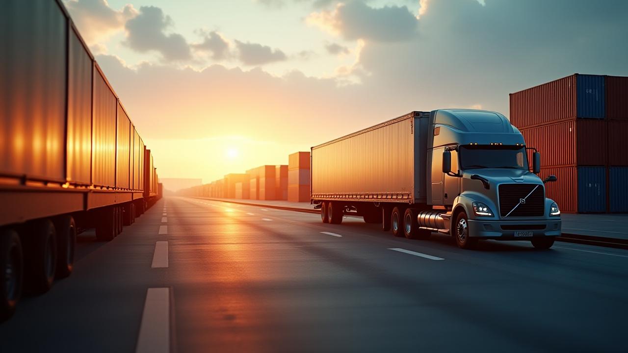 Logistics network showing industrial transit and cargo handoff