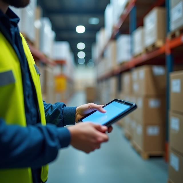 Warehouse staff overseeing a secure cargo transfer
